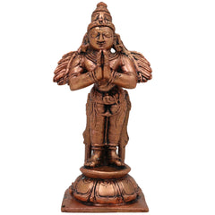 Copper Garuda Dev Idol, Tamra Garuda Murti, Vishnu Vahana Statue, Pakshiraj Garuda Devata Moorti for Pooja, Temple & Home Decor, Brown, 4.5 Inch, 1 Piece