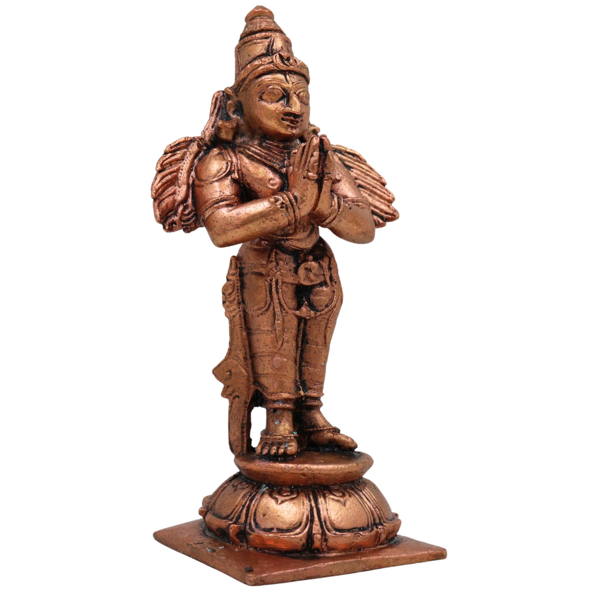 Copper Garuda Dev Idol, Tamra Garuda Murti, Vishnu Vahana Statue, Pakshiraj Garuda Devata Moorti for Pooja, Temple & Home Decor, Brown, 4.5 Inch, 1 Piece