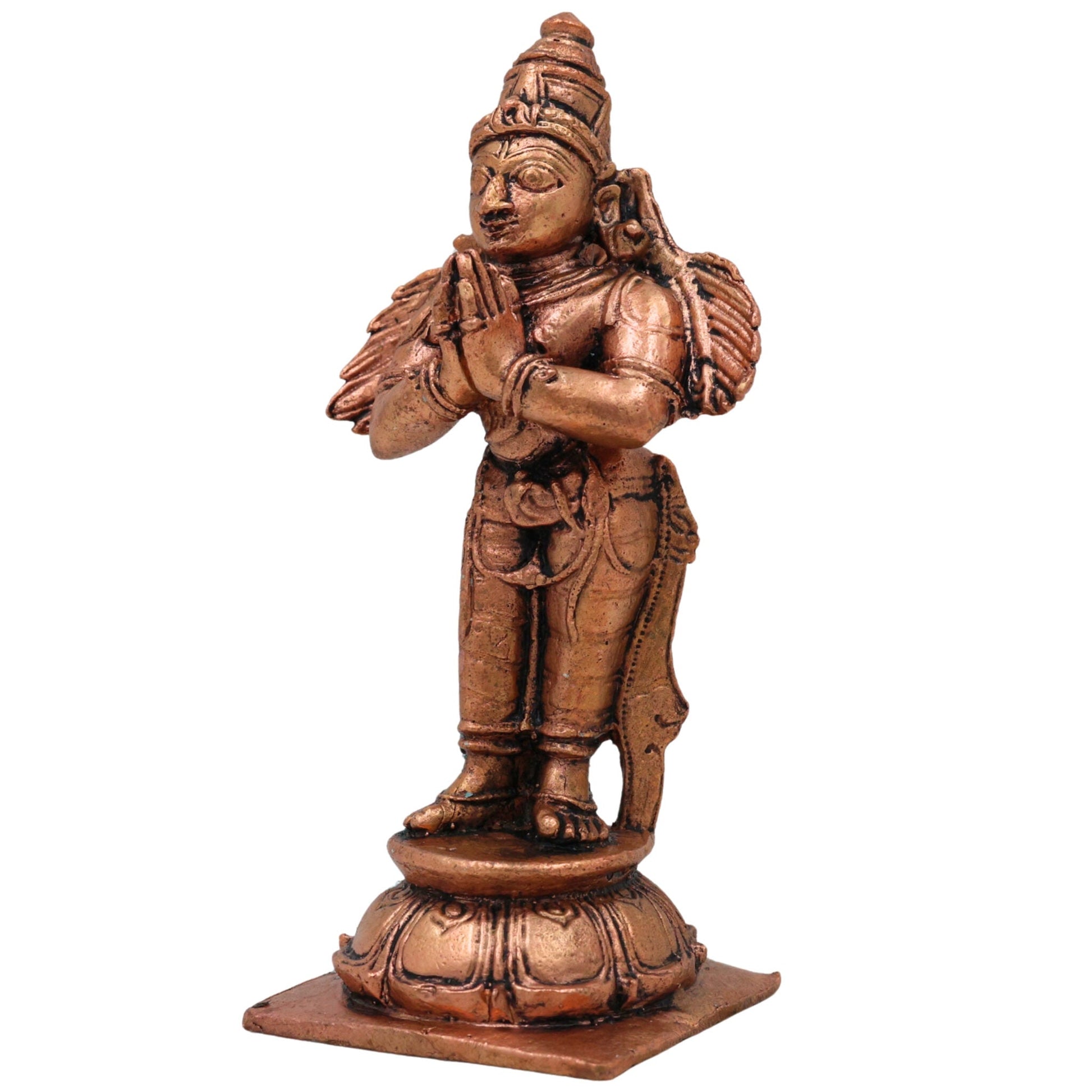 Copper Garuda Dev Idol, Tamra Garuda Murti, Vishnu Vahana Statue, Pakshiraj Garuda Devata Moorti for Pooja, Temple & Home Decor, Brown, 4.5 Inch, 1 Piece