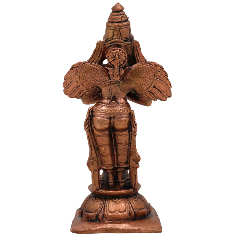 Copper Garuda Dev Idol, Tamra Garuda Murti, Vishnu Vahana Statue, Pakshiraj Garuda Devata Moorti for Pooja, Temple & Home Decor, Brown, 4.5 Inch, 1 Piece