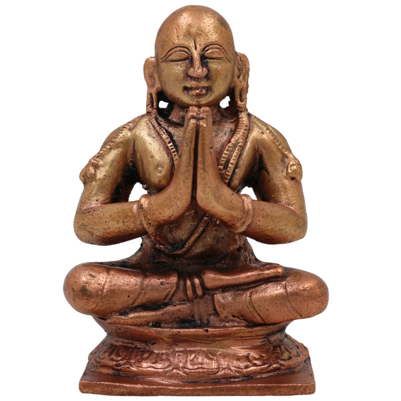 Copper Ramanujar Idol, Tamra Sri Ramanujacharya Murti (Udayavar, Yatiraja, Emberumanar) for Pooja, Home Decor & Spiritual Gifts, Brown, 3 Inch, 1 Piece