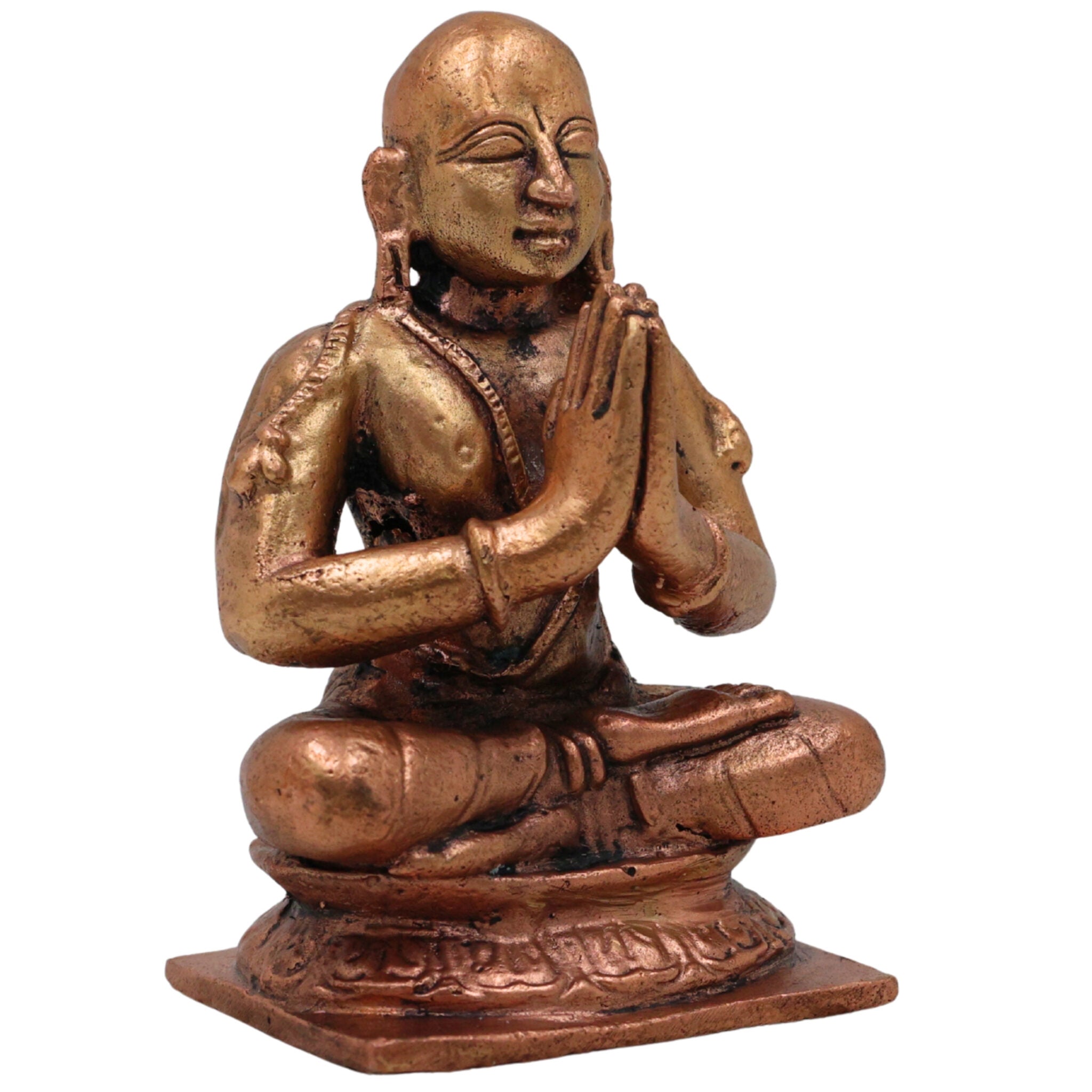 Copper Ramanujar Idol, Tamra Sri Ramanujacharya Murti (Udayavar, Yatiraja, Emberumanar) for Pooja, Home Decor & Spiritual Gifts, Brown, 3 Inch, 1 Piece