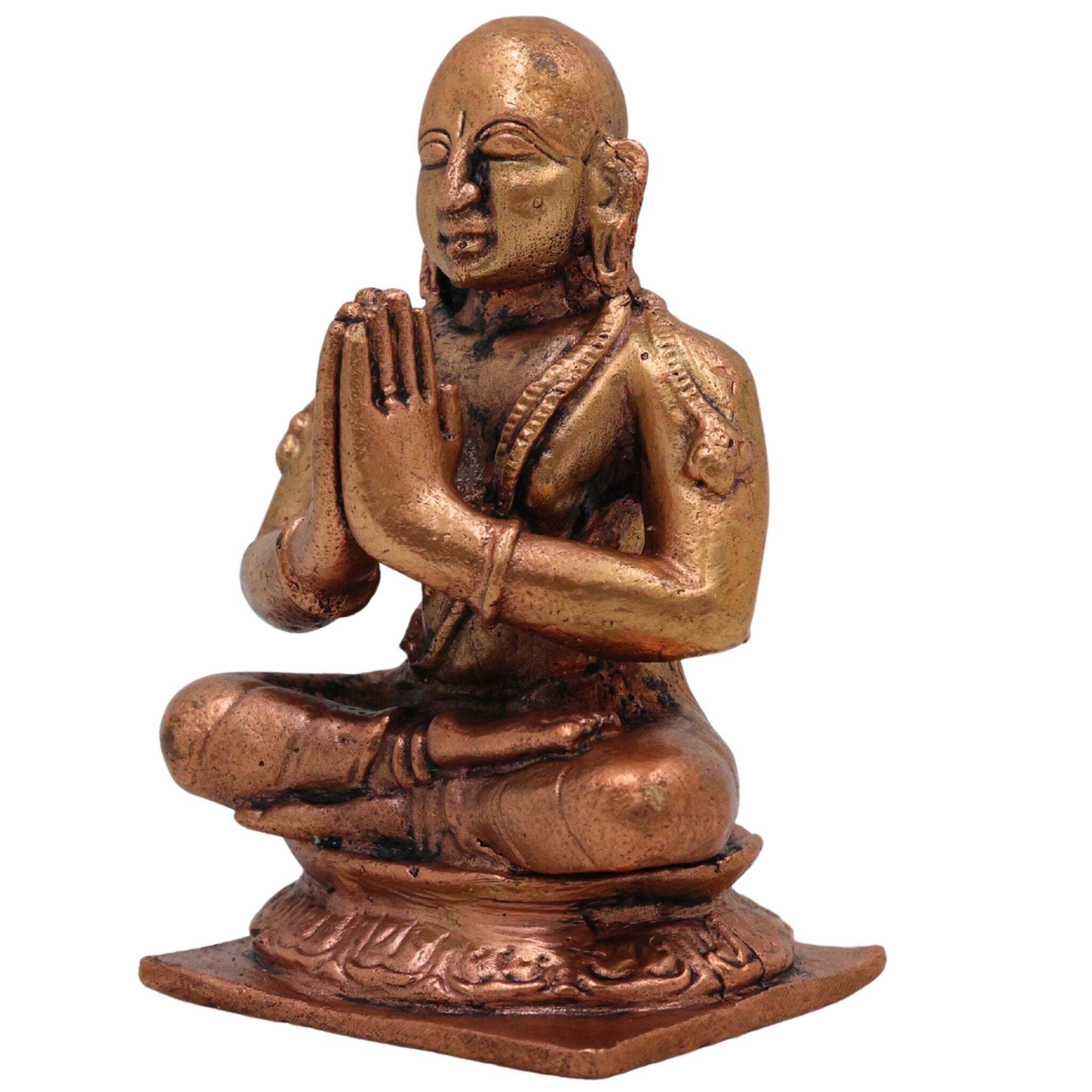 Copper Ramanujar Idol, Tamra Sri Ramanujacharya Murti (Udayavar, Yatiraja, Emberumanar) for Pooja, Home Decor & Spiritual Gifts, Brown, 3 Inch, 1 Piece