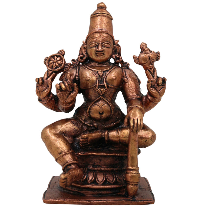 Copper Vishnu Idol,Tamra Narayana Murti, Pure Tamraloha Vishnu Statue for Pooja, Home Temple & Spiritual Decor, Brown, 3 Inch, 1 Piece