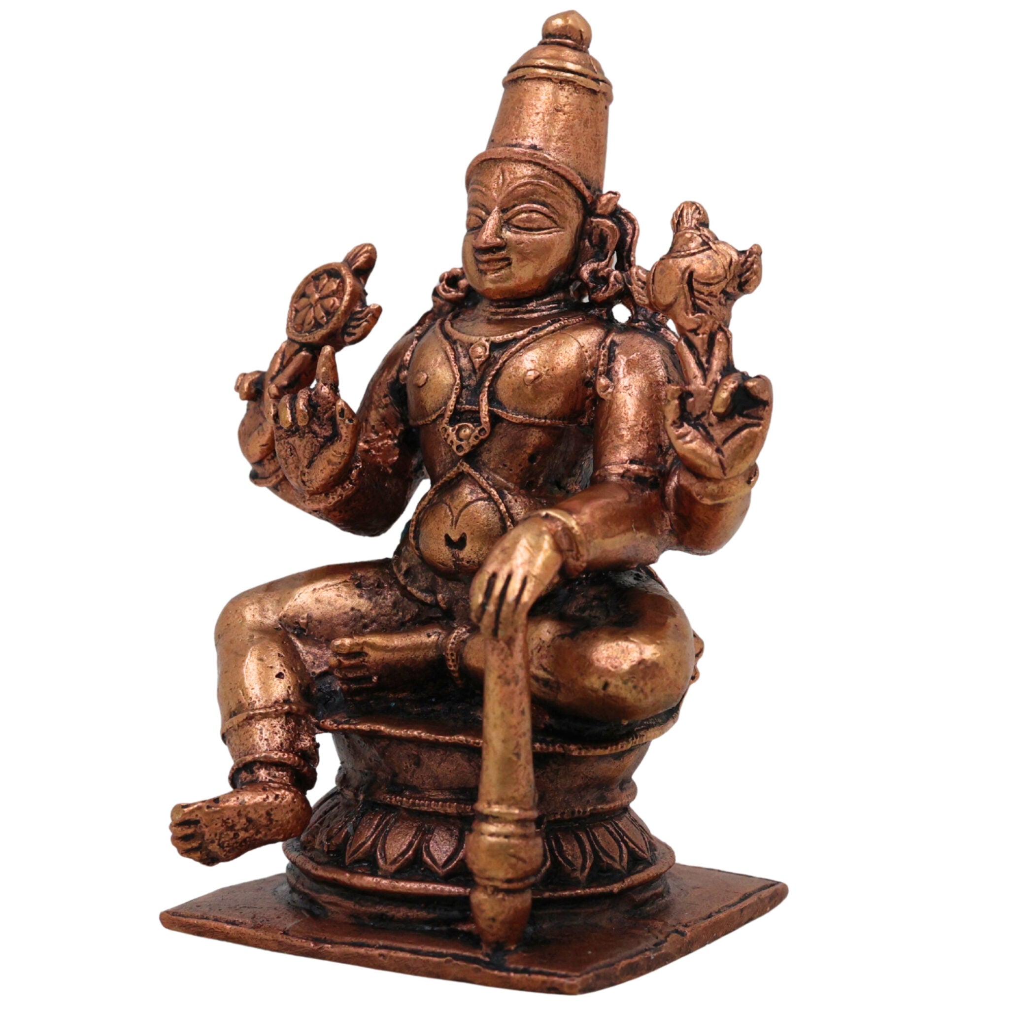 Copper Vishnu Idol,Tamra Narayana Murti, Pure Tamraloha Vishnu Statue for Pooja, Home Temple & Spiritual Decor, Brown, 3 Inch, 1 Piece
