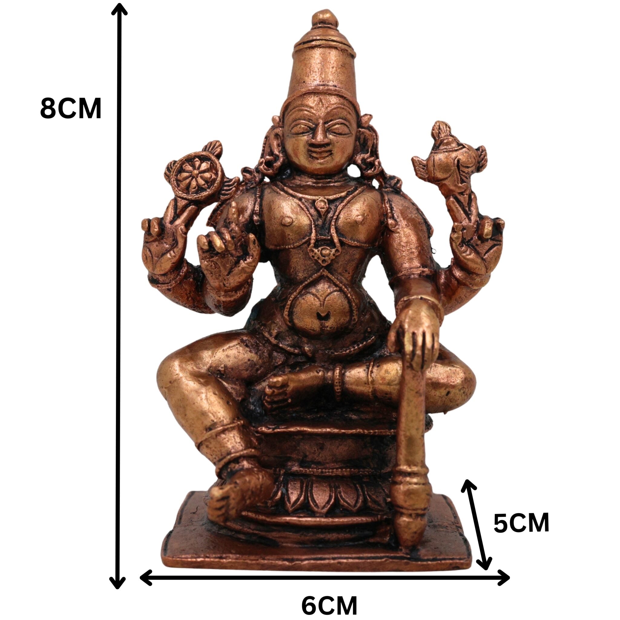 Copper Vishnu Idol,Tamra Narayana Murti, Pure Tamraloha Vishnu Statue for Pooja, Home Temple & Spiritual Decor, Brown, 3 Inch, 1 Piece