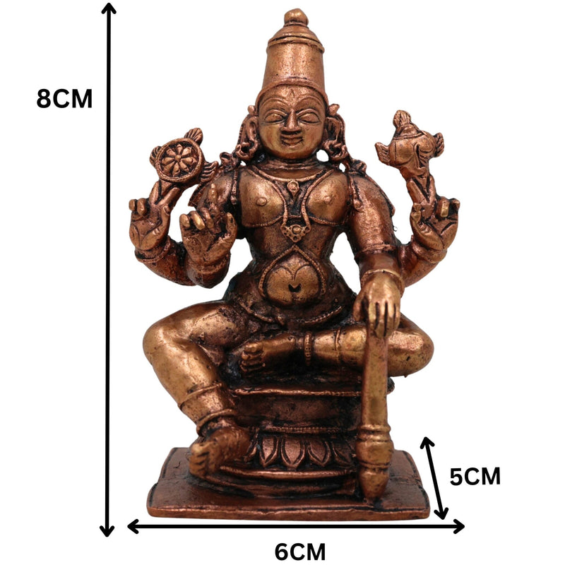 Copper Vishnu Idol,Tamra Narayana Murti, Pure Tamraloha Vishnu Statue for Pooja, Home Temple & Spiritual Decor, Brown, 3 Inch, 1 Piece