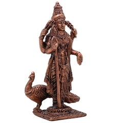 Copper Murugan Idol, Tamra Subramanya Skanda Kartikeya Arumugam Vigraham for Home Puja & Decor , Brown, 3 Inch, 1 Piece