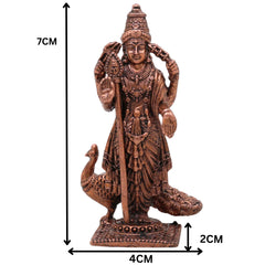 Copper Murugan Idol, Tamra Subramanya Skanda Kartikeya Arumugam Vigraham for Home Puja & Decor , Brown, 3 Inch, 1 Piece