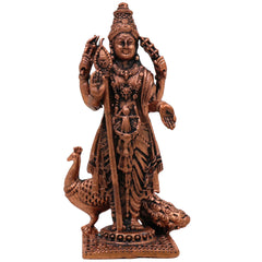 Handcrafted Copper Kartikeya Murugan Idol, Tamra Subramanya Skanda Moorti, Shanmuga Arumugam Statue for Pooja, Temple & Home Decor, Brown, 3 Inch, 1 Piece