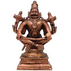 Copper Narasimha Idol, Handcrafted Tamra Narasimha Swamy Murti, Thamira Narasimhar Vigraham, Tamraloha Narasimha Statue for Pooja, Home Decor & Gifts, Brown, 4 Inch, 1 Piece