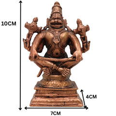 Copper Narasimha Idol, Handcrafted Tamra Narasimha Swamy Murti, Thamira Narasimhar Vigraham, Tamraloha Narasimha Statue for Pooja, Home Decor & Gifts, Brown, 4 Inch, 1 Piece
