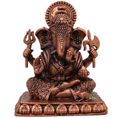 Handcrafted Copper Ganesha Idol, Tamra Ganapati Murti, Thamira Vinayaka Statue for Pooja, Home Decor & Gifts, Brown, 3 Inch, 1 Piece