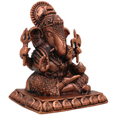 Handcrafted Copper Ganesha Idol, Tamra Ganapati Murti, Thamira Vinayaka Statue for Pooja, Home Decor & Gifts, Brown, 3 Inch, 1 Piece