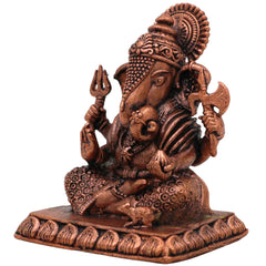 Handcrafted Copper Ganesha Idol, Tamra Ganapati Murti, Thamira Vinayaka Statue for Pooja, Home Decor & Gifts, Brown, 3 Inch, 1 Piece