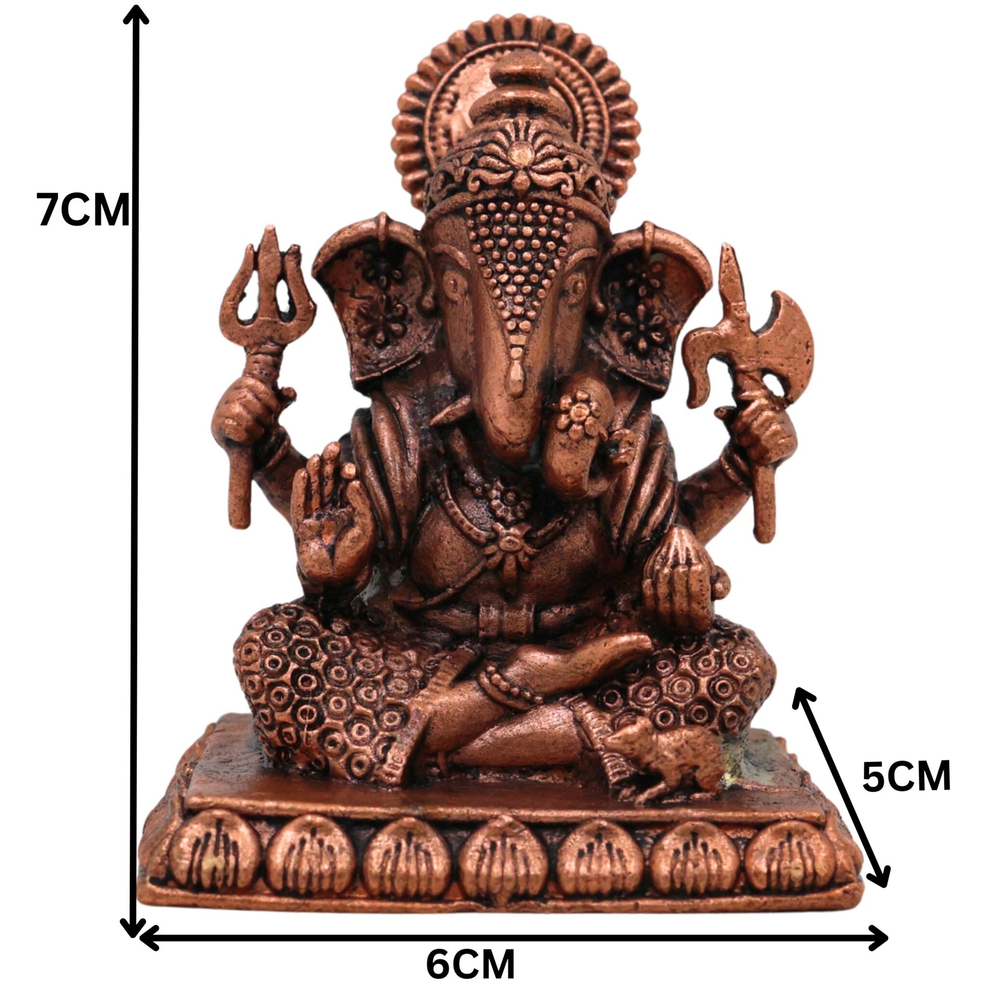 Handcrafted Copper Ganesha Idol, Tamra Ganapati Murti, Thamira Vinayaka Statue for Pooja, Home Decor & Gifts, Brown, 3 Inch, 1 Piece