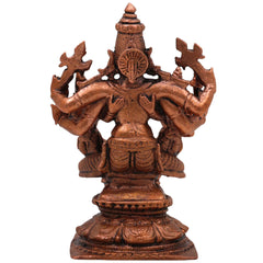 Copper Vishnu With Sridevi Bhudevi Idol, Tamra Murti, Lakshmi Bhumi Statue for Pooja & Home Decor, Brown, 4.5 Inch, 1 Piece