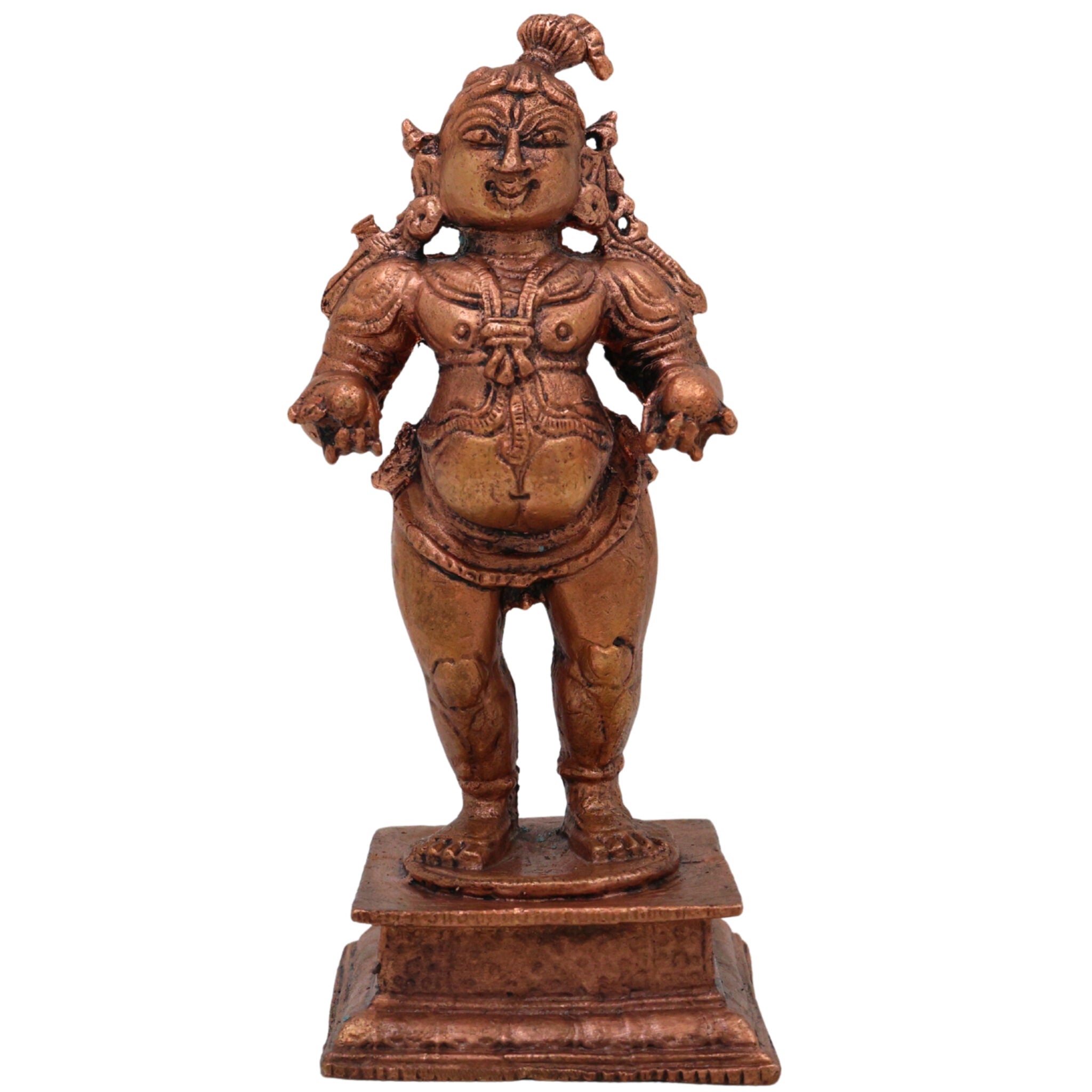 Copper Ladoo Krishna Idol, Laddu Gopal Murti, Bal Gopal Statue, Copper Krishna Pooja Sculpture, Brown, 4 Inch, 1 Piece