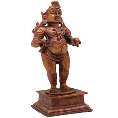 Copper Ladoo Krishna Idol, Laddu Gopal Murti, Bal Gopal Statue, Copper Krishna Pooja Sculpture, Brown, 4 Inch, 1 Piece