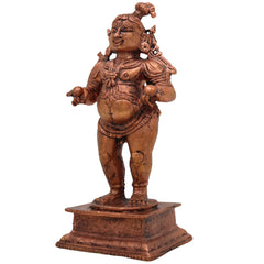 Copper Ladoo Krishna Idol, Laddu Gopal Murti, Bal Gopal Statue, Copper Krishna Pooja Sculpture, Brown, 4 Inch, 1 Piece