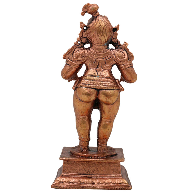 Copper Ladoo Krishna Idol, Laddu Gopal Murti, Bal Gopal Statue, Copper Krishna Pooja Sculpture, Brown, 4 Inch, 1 Piece