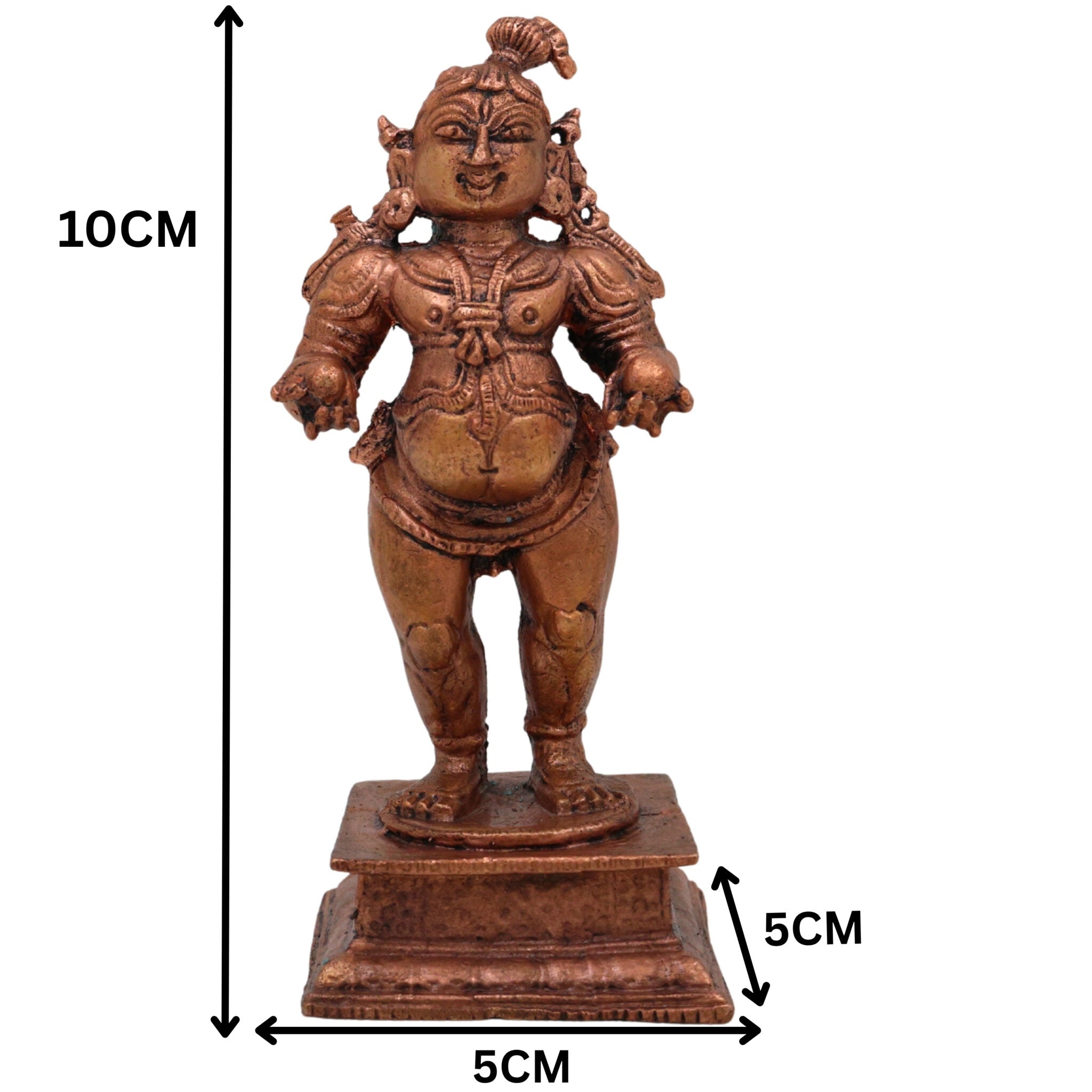 Copper Ladoo Krishna Idol, Laddu Gopal Murti, Bal Gopal Statue, Copper Krishna Pooja Sculpture, Brown, 4 Inch, 1 Piece