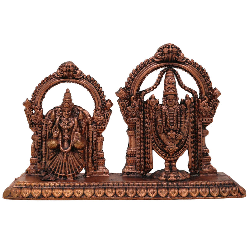 Copper Balaji Padmavati Idol, Tamra Vigraham, Handcrafted Moorti for Pooja & Home Decor, Brown, 3 Inch, 1 Piece