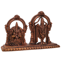 Copper Balaji Padmavati Idol, Tamra Vigraham, Handcrafted Moorti for Pooja & Home Decor, Brown, 3 Inch, 1 Piece