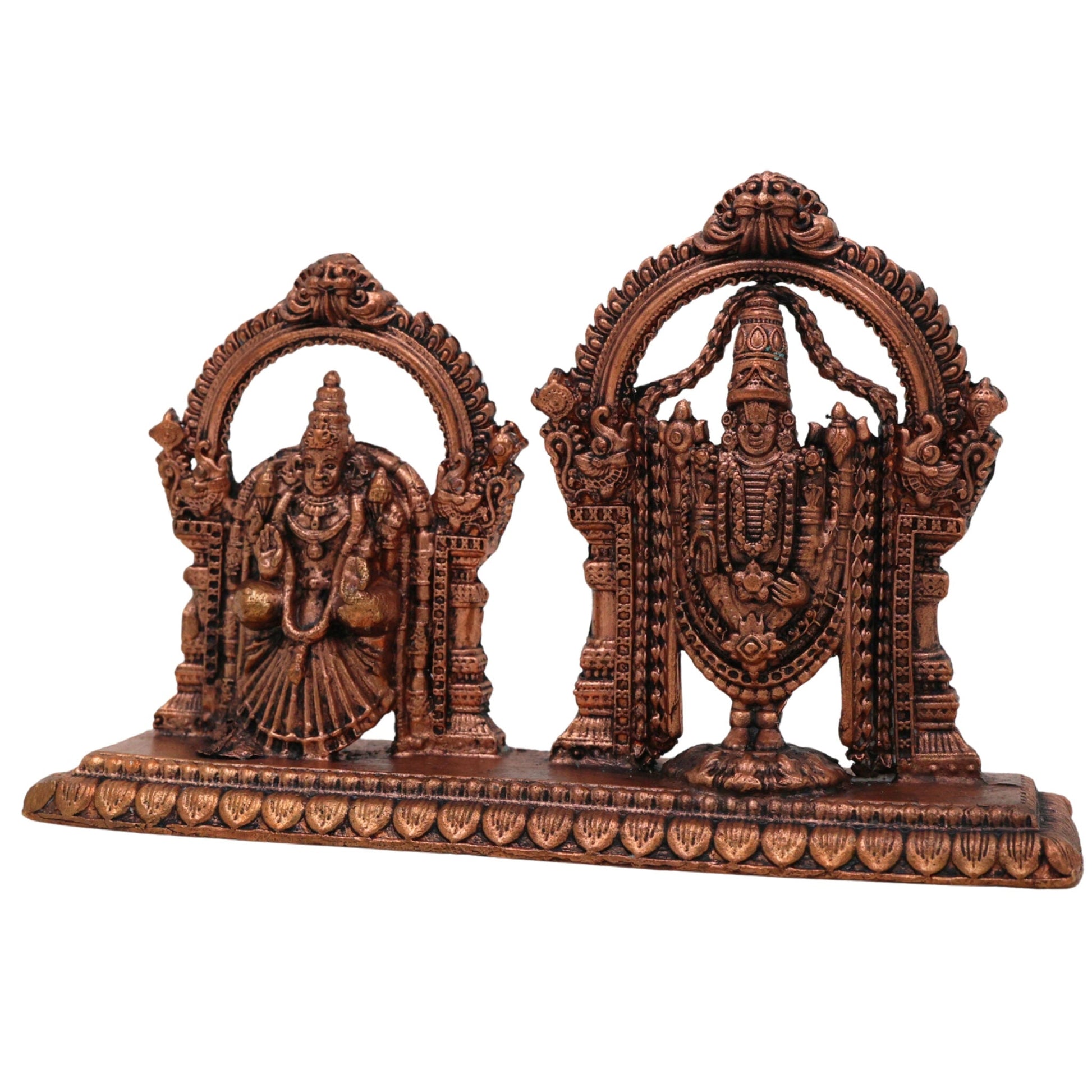 Copper Balaji Padmavati Idol, Tamra Vigraham, Handcrafted Moorti for Pooja & Home Decor, Brown, 3 Inch, 1 Piece