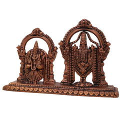 Copper Balaji Padmavati Idol, Tamra Vigraham, Handcrafted Moorti for Pooja & Home Decor, Brown, 3 Inch, 1 Piece