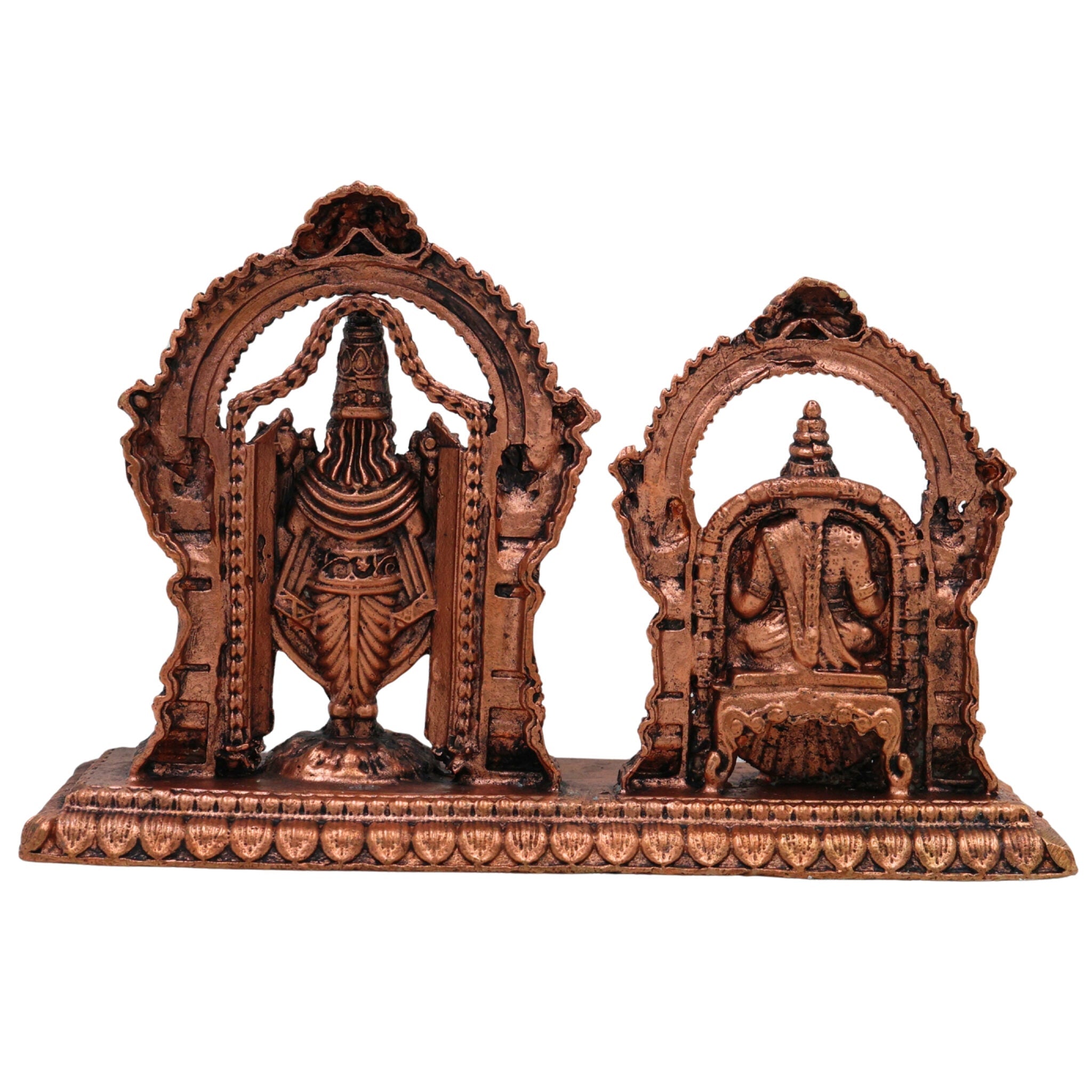Copper Balaji Padmavati Idol, Tamra Vigraham, Handcrafted Moorti for Pooja & Home Decor, Brown, 3 Inch, 1 Piece