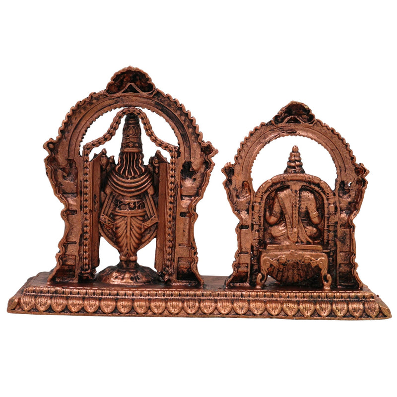 Copper Balaji Padmavati Idol, Tamra Vigraham, Handcrafted Moorti for Pooja & Home Decor, Brown, 3 Inch, 1 Piece