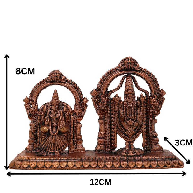 Copper Balaji Padmavati Idol, Tamra Vigraham, Handcrafted Moorti for Pooja & Home Decor, Brown, 3 Inch, 1 Piece
