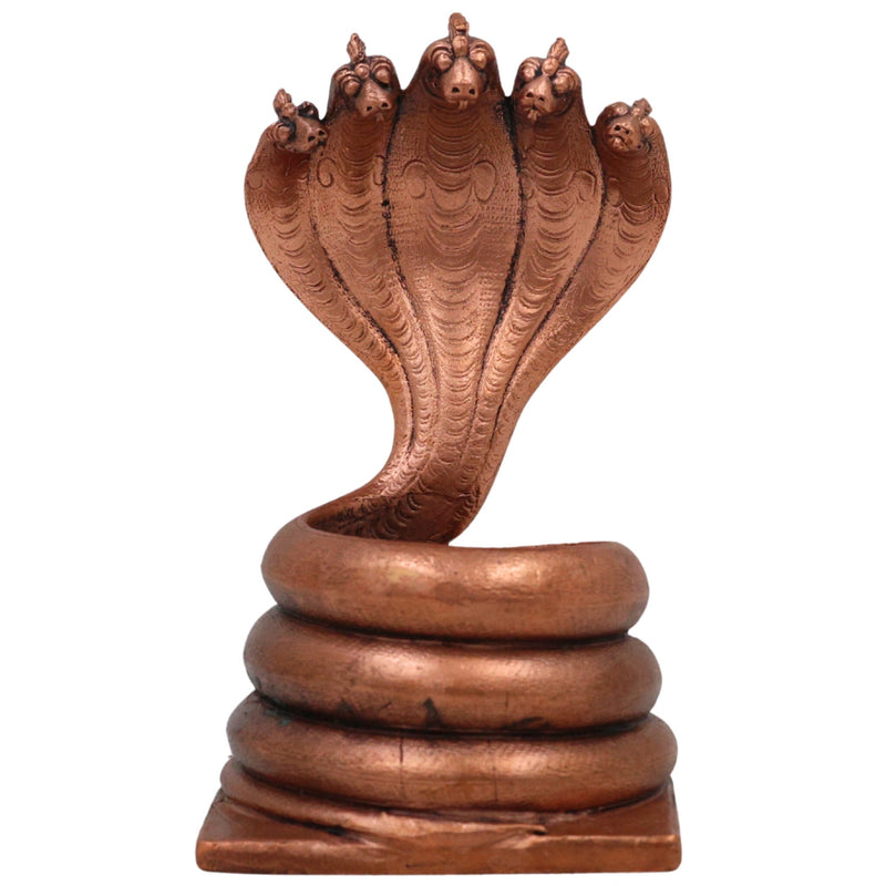 Copper Sheshnag , Tamra Adishesha Murti, Ananta Naga Statue for Pooja & Home Decor, Brown, 4 Inch, 1 Piece