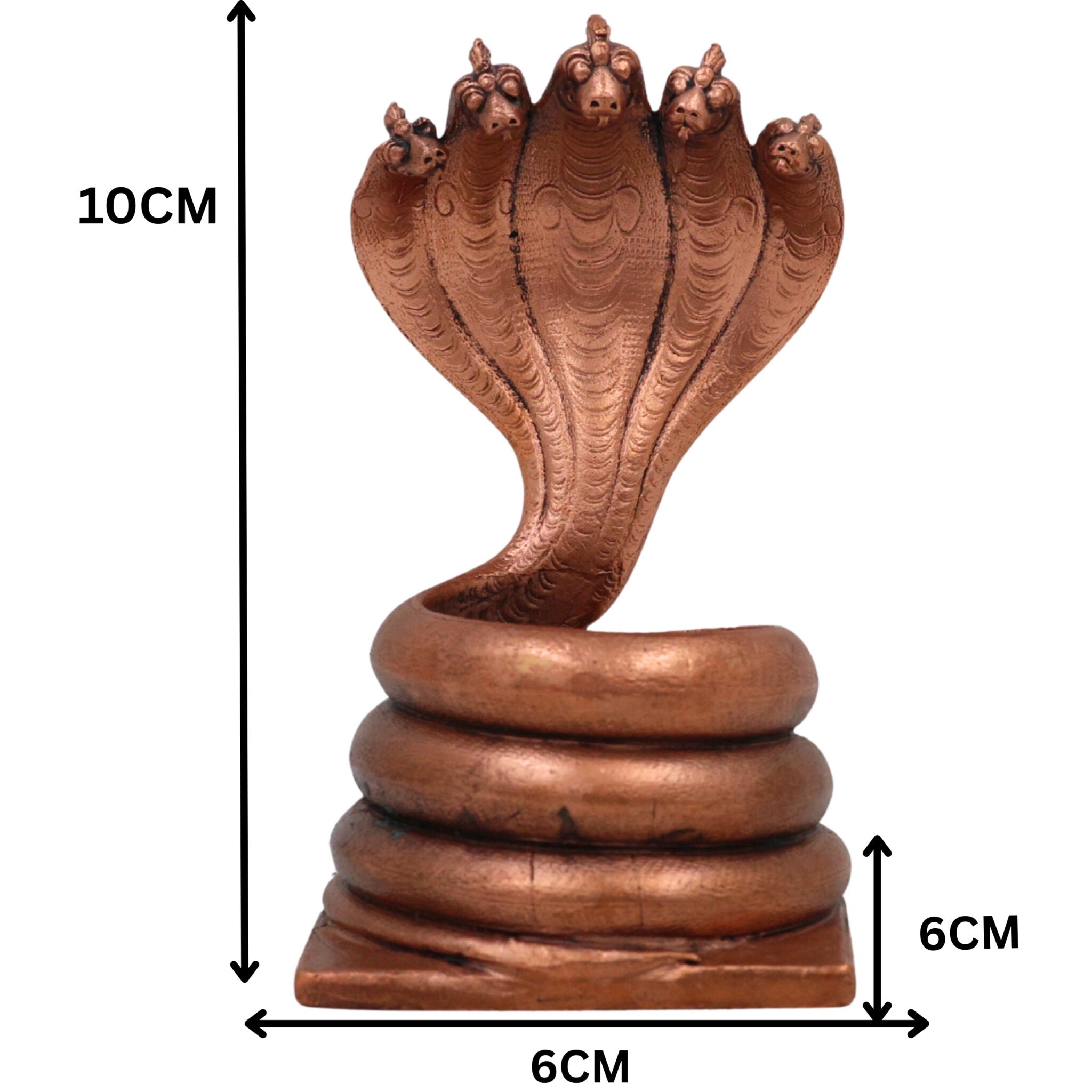 Copper Sheshnag , Tamra Adishesha Murti, Ananta Naga Statue for Pooja & Home Decor, Brown, 4 Inch, 1 Piece