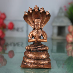 Copper Manavala Mamunigal Idol, Tamra Varavaramuni Acharya Murti, Handcrafted Thamira Vaishnava Guru Statue for Puja, Decor & Gifts, Brown, 4.5 Inch, 1 Piece