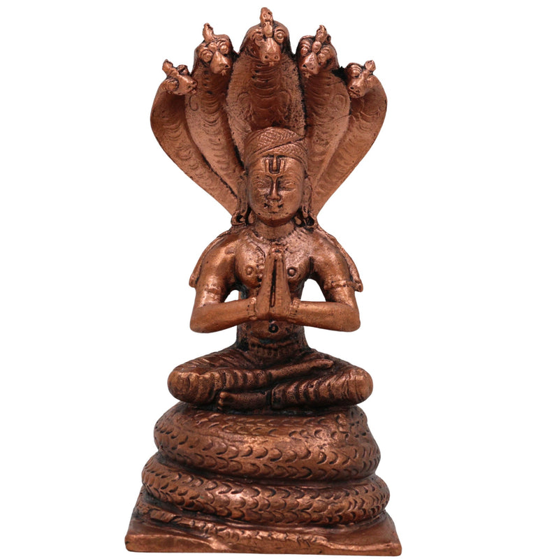 Copper Manavala Mamunigal Idol, Tamra Varavaramuni Acharya Murti, Handcrafted Thamira Vaishnava Guru Statue for Puja, Decor & Gifts, Brown, 4.5 Inch, 1 Piece