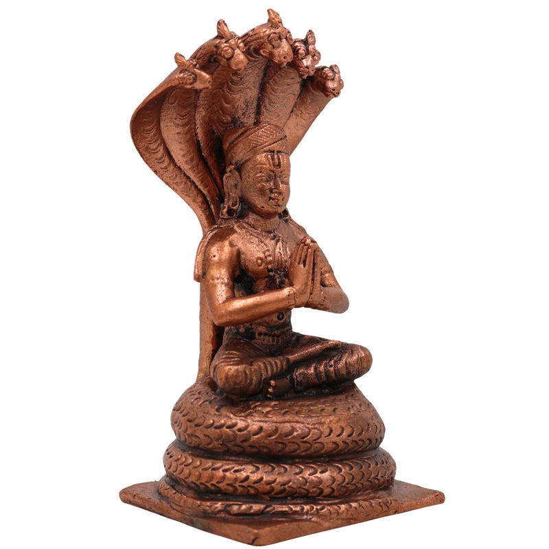 Copper Manavala Mamunigal Idol, Tamra Varavaramuni Acharya Murti, Handcrafted Thamira Vaishnava Guru Statue for Puja, Decor & Gifts, Brown, 4.5 Inch, 1 Piece