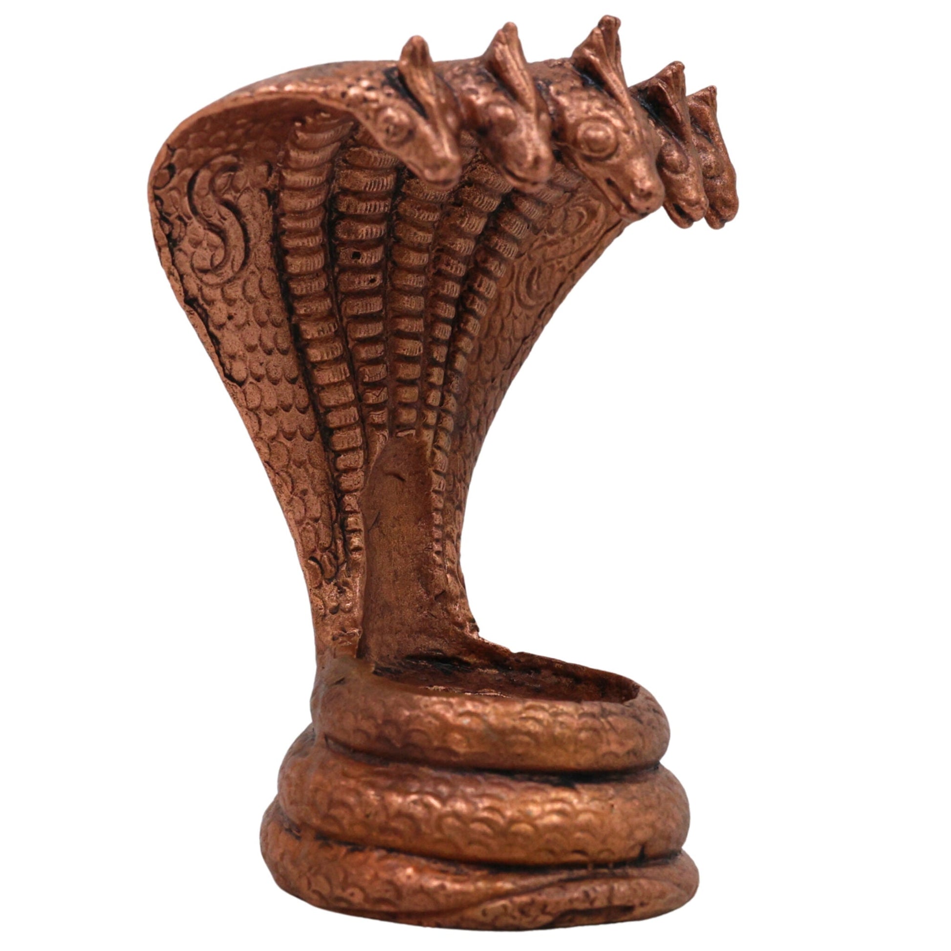 Copper Sheshnag Idol, Adishesha Naga Murti, Ananta Snake Sculpture for Pooja & Home Decor, Brown, 3 Inch, 1 Piece