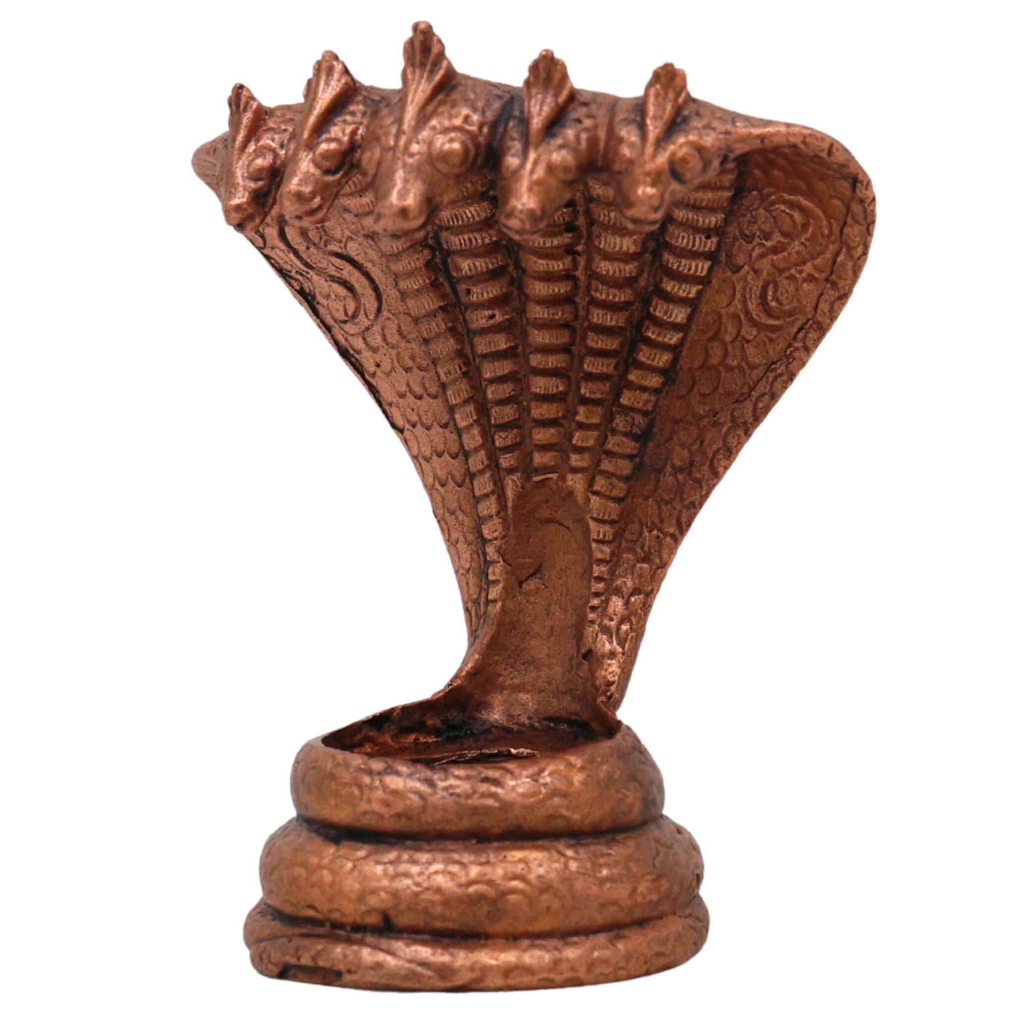 Copper Sheshnag Idol, Adishesha Naga Murti, Ananta Snake Sculpture for Pooja & Home Decor, Brown, 3 Inch, 1 Piece