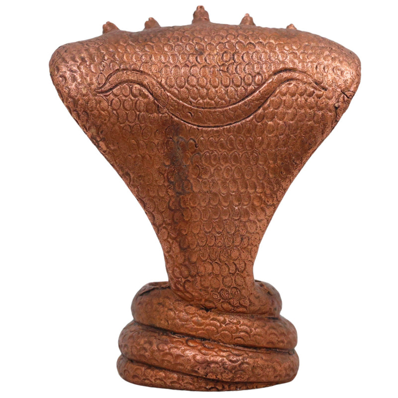 Copper Sheshnag Idol, Adishesha Naga Murti, Ananta Snake Sculpture for Pooja & Home Decor, Brown, 3 Inch, 1 Piece