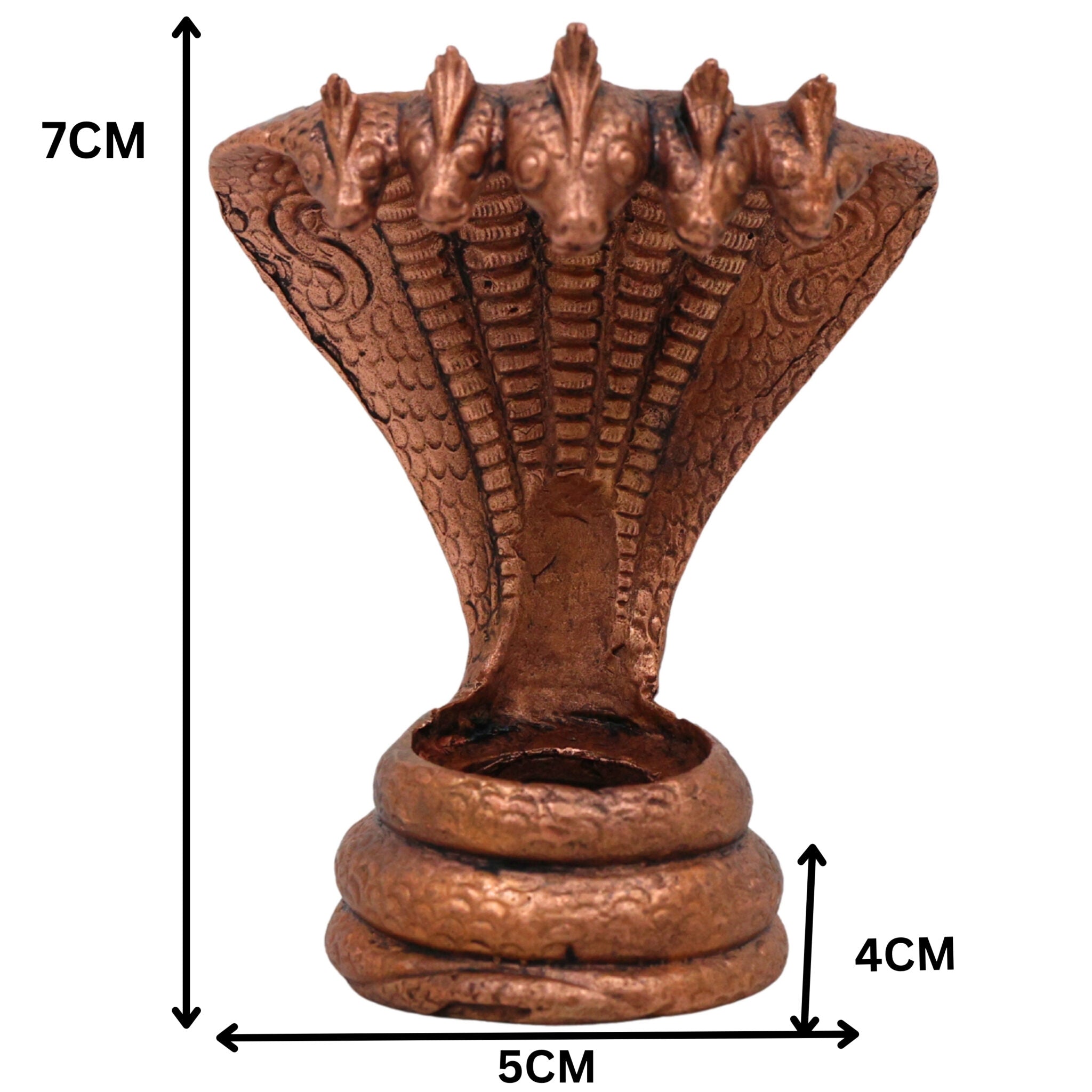 Copper Sheshnag Idol, Adishesha Naga Murti, Ananta Snake Sculpture for Pooja & Home Decor, Brown, 3 Inch, 1 Piece