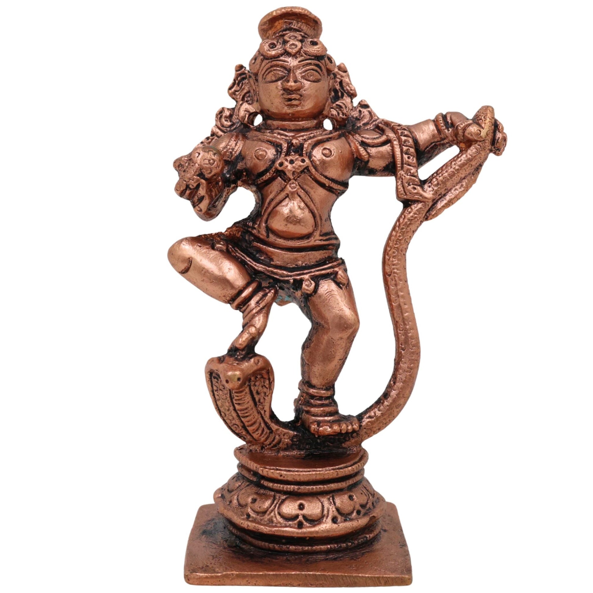 Copper Krishna Idol, Bal Krishna, Gopal, Govinda, Radha Krishna Sculpture for Pooja & Home Decor, Brown, 3.5 Inch, 1 Piece