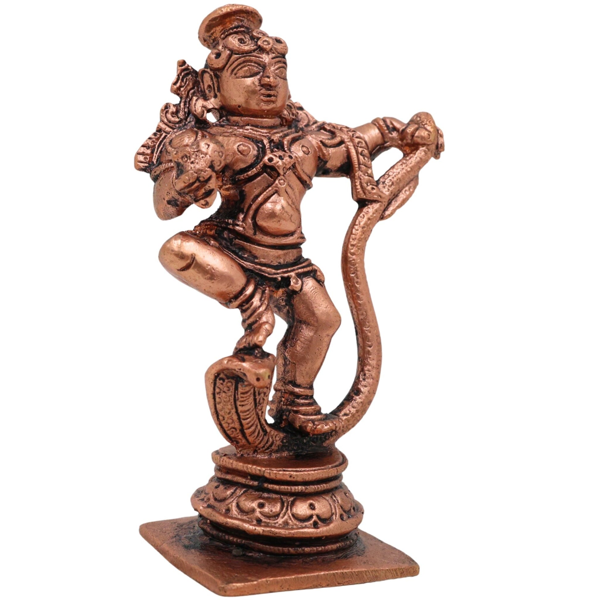 Copper Krishna Idol, Bal Krishna, Gopal, Govinda, Radha Krishna Sculpture for Pooja & Home Decor, Brown, 3.5 Inch, 1 Piece