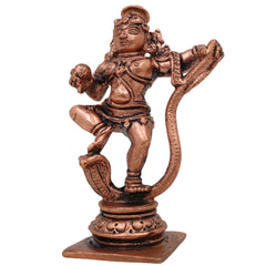 Copper Krishna Idol, Bal Krishna, Gopal, Govinda, Radha Krishna Sculpture for Pooja & Home Decor, Brown, 3.5 Inch, 1 Piece