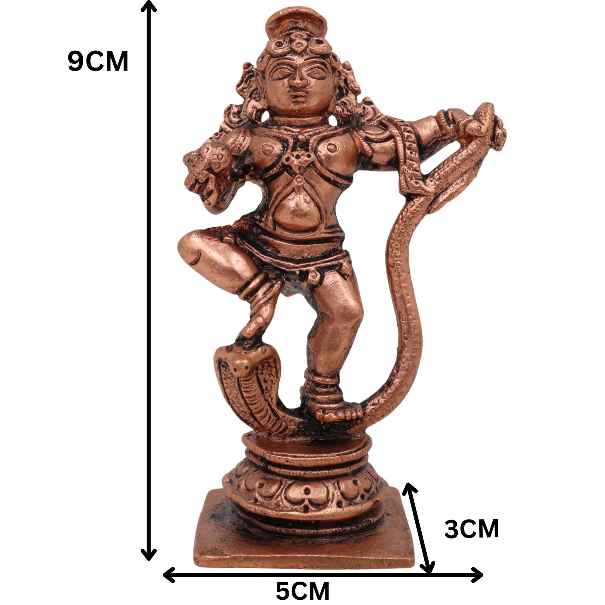 Copper Krishna Idol, Bal Krishna, Gopal, Govinda, Radha Krishna Sculpture for Pooja & Home Decor, Brown, 3.5 Inch, 1 Piece