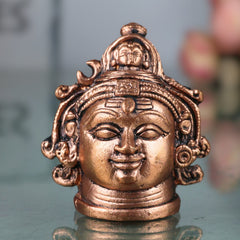 Copper Shiva Face Idol, Lord Shiva Murti, Rudra, Mahadeva, Bholenath, Neelkanth Sculpture for Pooja & Home Decor, Brown, 1.5 Inch, 1 Piece