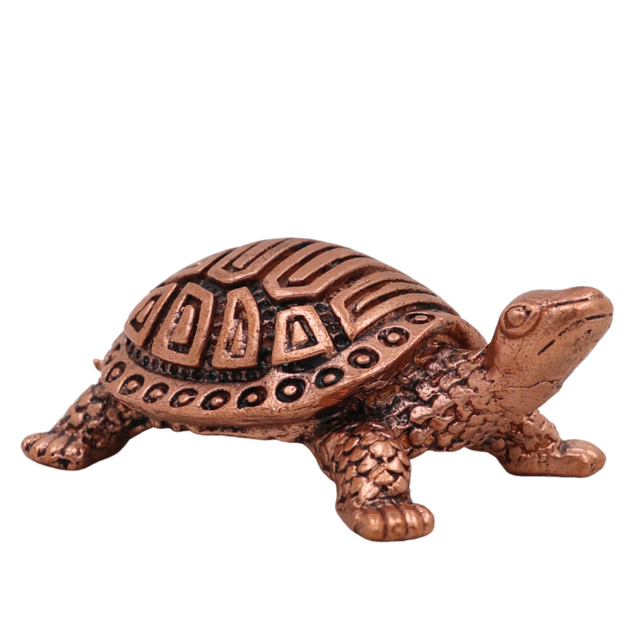 Copper Tortoise Idol, Kurma Murti, Kachhua Figurine for Puja, Vastu & Temple Decor, Brown, 1 Inch, 1 Piece