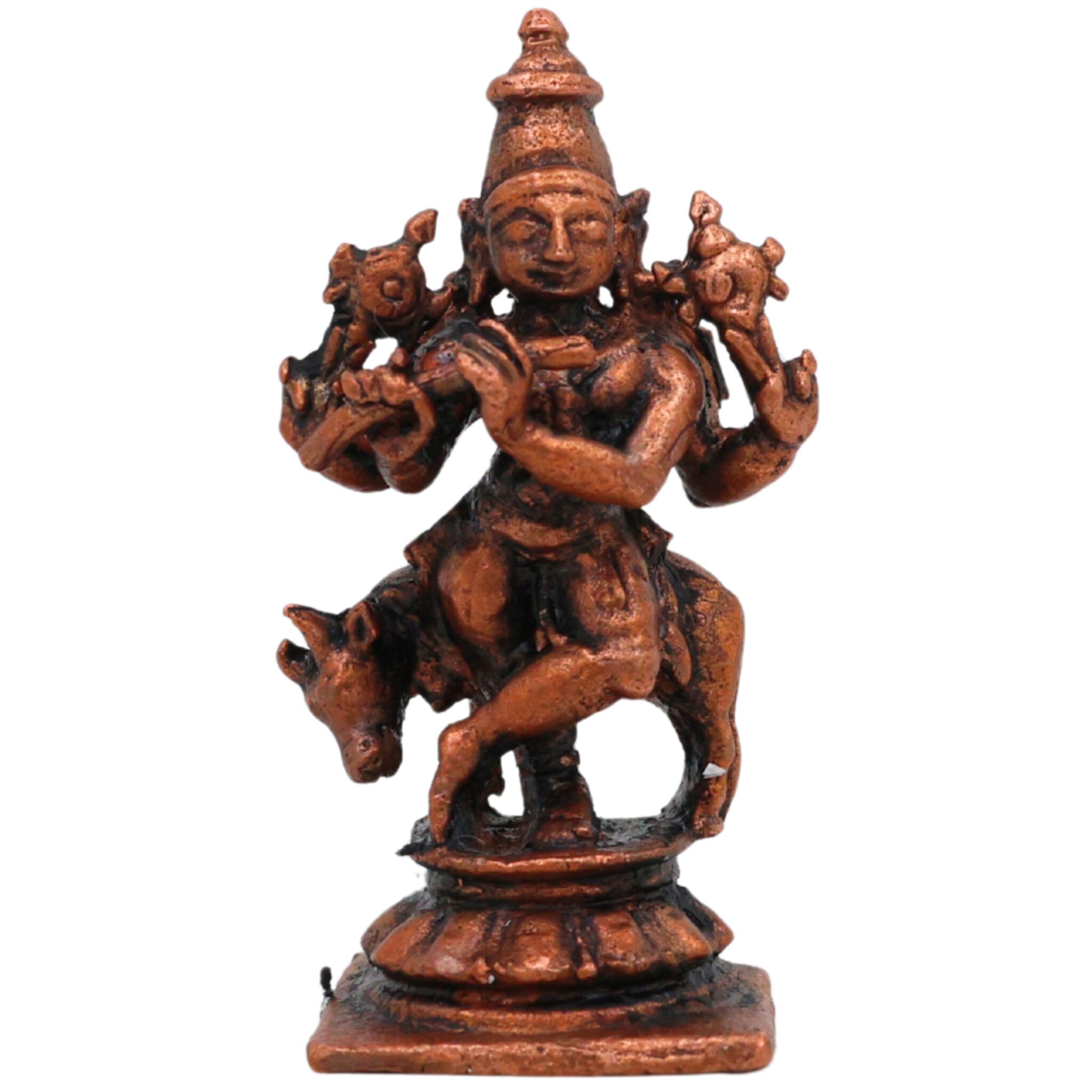 Copper Krishna Idol, Bal Krishna, Gopal, Govinda Statue for Pooja, Home Decor & Gifts, Brown, 1.5 Inch, 1 Piece