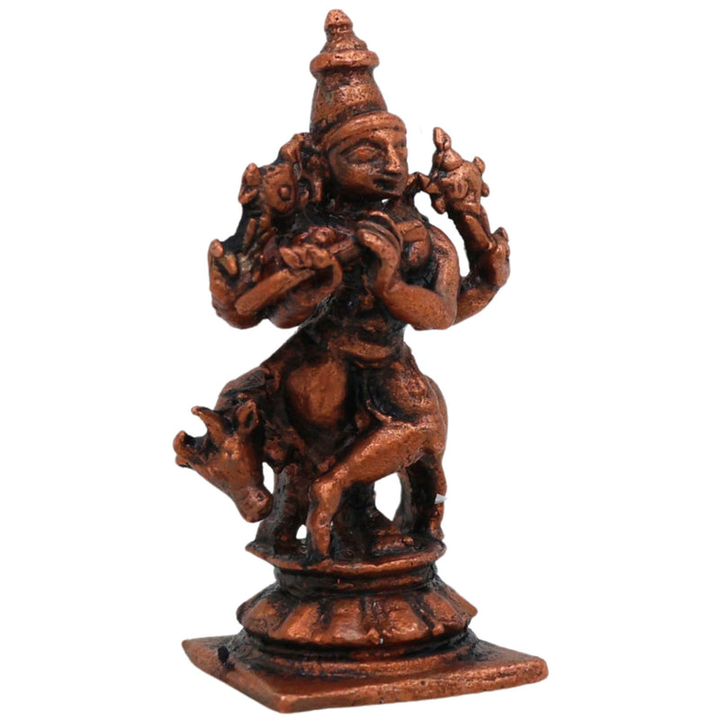 Copper Krishna Idol, Bal Krishna, Gopal, Govinda Statue for Pooja, Home Decor & Gifts, Brown, 1.5 Inch, 1 Piece